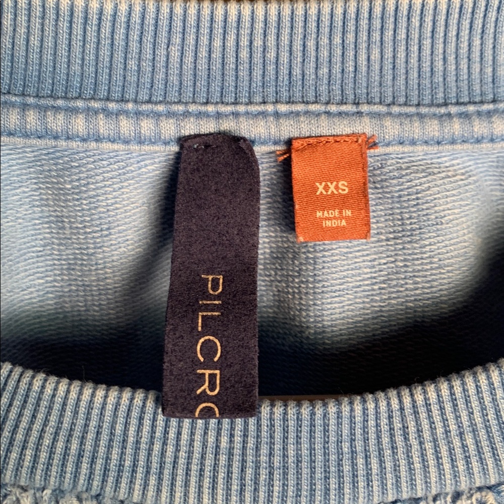 Anthropologie Pilcro Women Washed Eyelet Blue Sweatshirt Top Size XXS Preppy - Picture 7 of 16